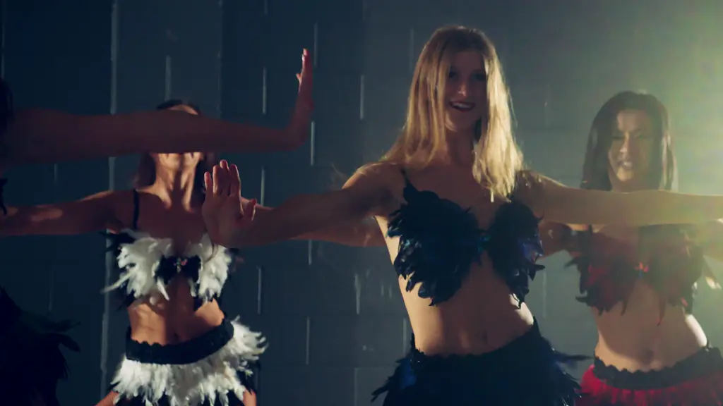 Finesse Entertainment dancers performing in feathered costumes