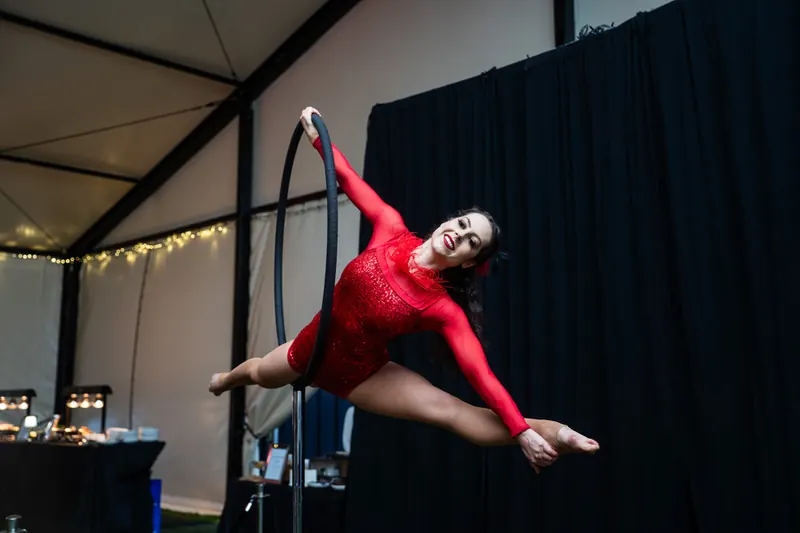 Lollipop aerial artist performing at an event