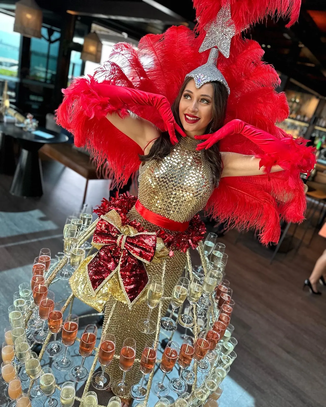 Champagne dresses corporate event