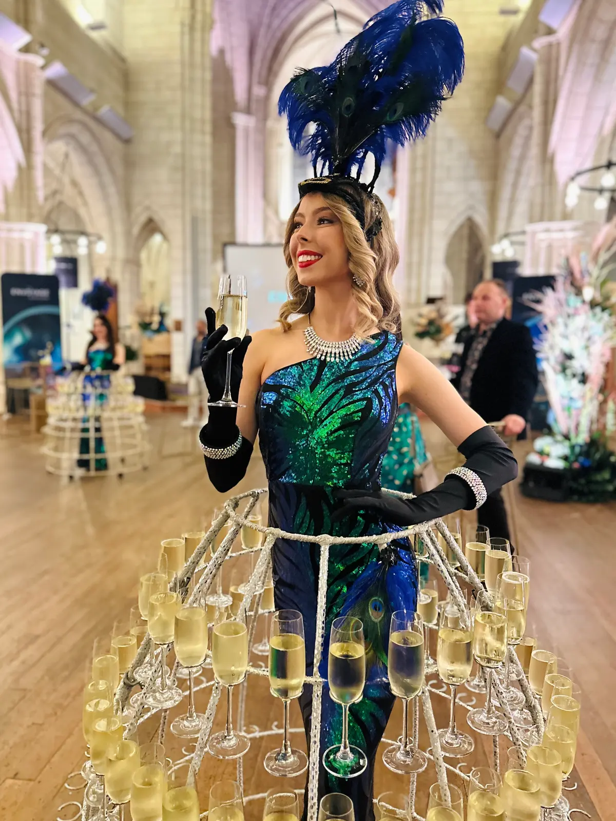 Champagne skirt drinks reception